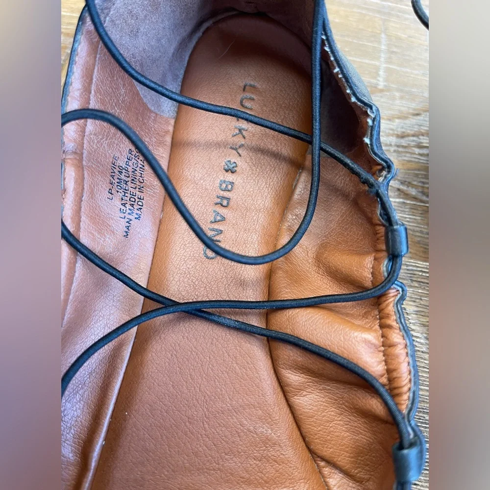 LUCKY BRAND LP-Eaviee Ballerina Flats Black Leather Size 10 - Picture 8 of 9